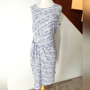 Talbots Womens  Blue‎ & White Striped Cotton Side Tie Shift Dress Size Medium